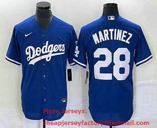 Men's Los Angeles Dodgers #28 JD Martinez Blue Stitched Cool Base Nike Jersey