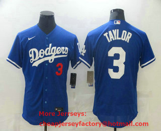 Men's Los Angeles Dodgers #3 Chris Taylor Royal Blue Stitched MLB Flex Base Nike Jersey