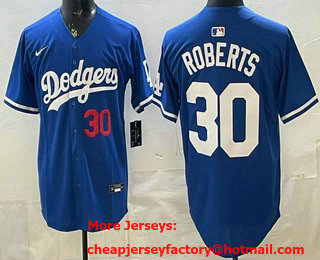 Men's Los Angeles Dodgers #30 Dave Roberts Blue Limited Stitched Jersey