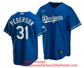 Men's Los Angeles Dodgers #31 Joc Pederson Blue 2020 World Series Champions Home Patch Stitched Jersey