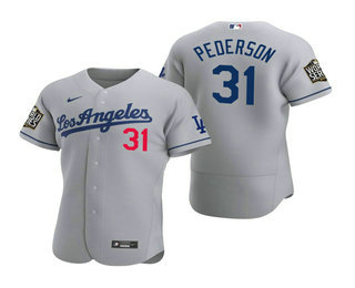 Men's Los Angeles Dodgers #31 Joc Pederson Gray 2020 World Series Authentic Road Flex Nike Jersey