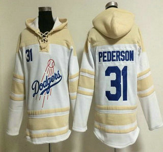 Men's Los Angeles Dodgers #31 Joc Pederson Home White Hoody