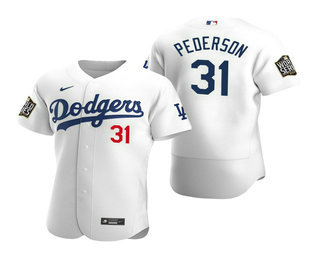 Men's Los Angeles Dodgers #31 Joc Pederson White 2020 World Series Authentic Flex Nike Jersey