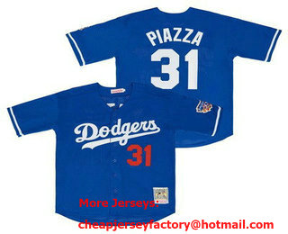 Men's Los Angeles Dodgers #31 Mike Piazza Blue Mesh Throwback Jersey