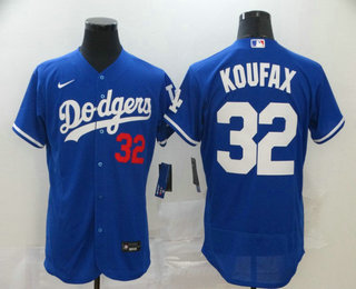 Men's Los Angeles Dodgers #32 Sandy Koufax Blue Stitched MLB Flex Base Nike Jersey
