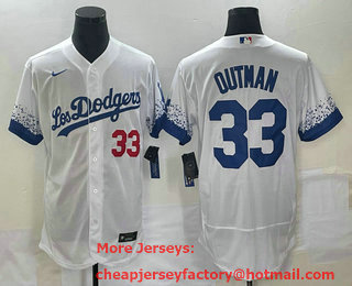Men's Los Angeles Dodgers #33 James Outman White 2021 City Connect Flex Base Stitched Jersey