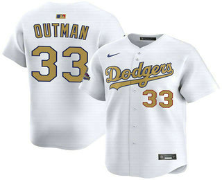 Men's Los Angeles Dodgers #33 James Outman White 2025 Gold Collection Limited Jersey