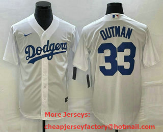 Men's Los Angeles Dodgers #33 James Outman White Cool Base Stitched Jersey