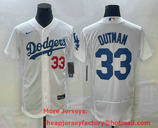 Men's Los Angeles Dodgers #33 James Outman White Flex Base Stitched Jersey