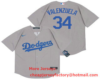Men's Los Angeles Dodgers #34 Fernando Valenzuela Grey Stitched MLB Cool Base Nike Jersey