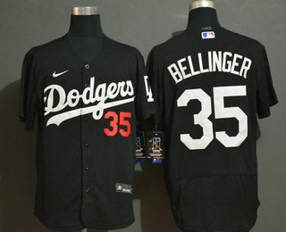 Men's Los Angeles Dodgers #35 Cody Bellinger Black Stitched MLB Flex Base Nike Jersey
