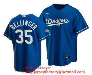 Men's Los Angeles Dodgers #35 Cody Bellinger Blue 2020 World Series Champions Home Patch Stitched Jersey