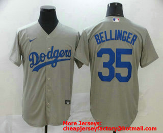 Men's Los Angeles Dodgers #35 Cody Bellinger Gray Stitched MLB Cool Base Nike Jersey