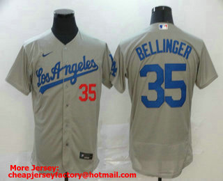 Men's Los Angeles Dodgers #35 Cody Bellinger Gray Road Stitched MLB Flex Base Nike Jersey