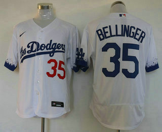 Men's Los Angeles Dodgers #35 Cody Bellinger White 2021 City Connect Flex Base Stitched Jersey