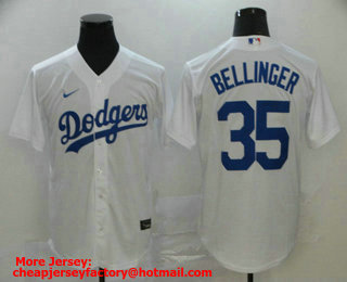 Men's Los Angeles Dodgers #35 Cody Bellinger White Stitched MLB Cool Base Nike Jersey