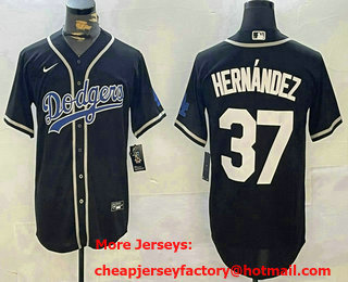 Men's Los Angeles Dodgers #37 Teoscar Hernandez Black Fashion Cool Base Stitched Jersey