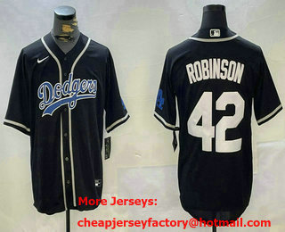 Men's Los Angeles Dodgers #42 Jackie Robinson Black Cool Base Stitched Jersey