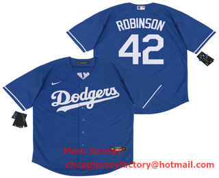 Men's Los Angeles Dodgers #42 Jackie Robinson Blue Stitched MLB Cool Base Nike Jersey
