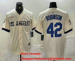 Men's Los Angeles Dodgers #42 Jackie Robinson Cream 2024 City Connect Limited Stitched Jersey