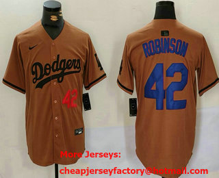 Men's Los Angeles Dodgers #42 Jackie Robinson Number Olive Cool Base Limited Stitched Jersey