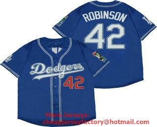 Men's Los Angeles Dodgers #42 Jackie Robinson Turn Back The Clock Blue Stitched MLB Cool Base Jersey
