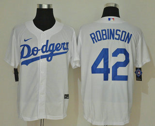 Men's Los Angeles Dodgers #42 Jackie Robinson White Stitched MLB Cool Base Nike Jersey