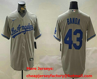 Men's Los Angeles Dodgers #43 Anthony Banda Grey With los Cool Base Stitched Jersey