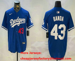 Men's Los Angeles Dodgers #43 Anthony Banda Number Blue Cool Base Stitched Jersey