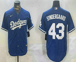 Men's Los Angeles Dodgers #43 Noah Syndergaard Blue Stitched Cool Base Nike Jersey
