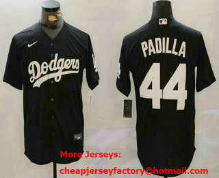 Men's Los Angeles Dodgers #44 Vicente Padilla Black Cool Base Stitched Jersey