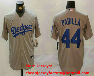 Men's Los Angeles Dodgers #44 Vicente Padilla Grey Cool Base Stitched Jersey