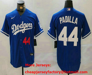 Men's Los Angeles Dodgers #44 Vicente Padilla Number Blue Cool Base Stitched Jersey