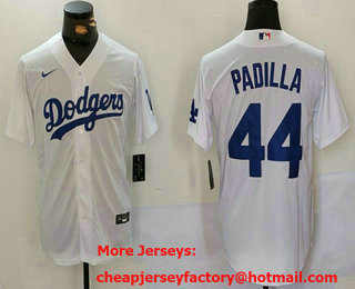 Men's Los Angeles Dodgers #44 Vicente Padilla White Cool Base Stitched Jersey
