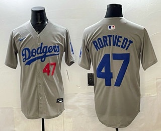 Men's Los Angeles Dodgers #47 Ben Rortvedt Grey Limited Jersey