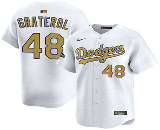 Men's Los Angeles Dodgers #48 Brusdar Graterol White 2025 Gold Collection Limited Jersey