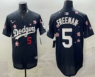 Men's Los Angeles Dodgers #5 Freddie Freeman Black 2025 Tokyo Series Limited Jersey