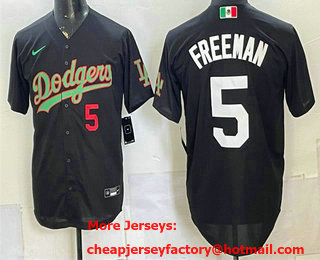 Men's Los Angeles Dodgers #5 Freddie Freeman Black Mexico Limited Stitched Jersey