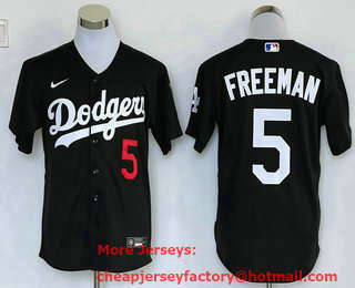 Men's Los Angeles Dodgers #5 Freddie Freeman Black With Number Stitched MLB Cool Base Nike Jersey