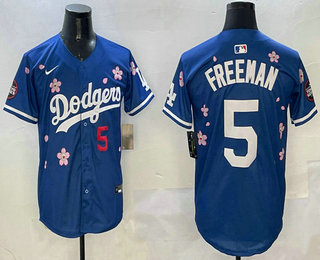 Men's Los Angeles Dodgers #5 Freddie Freeman Blue 2025 Tokyo Series Limited Jersey
