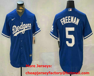 Men's Los Angeles Dodgers #5 Freddie Freeman Blue Cool Base Stitched Jersey