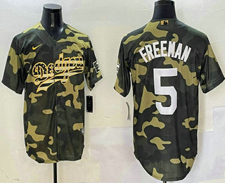 Men's Los Angeles Dodgers #5 Freddie Freeman Camo Fashion Cool Base Jersey