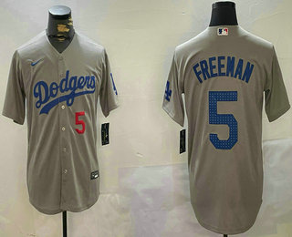 Men's Los Angeles Dodgers #5 Freddie Freeman Grey Limited Fashion Stitched Jersey