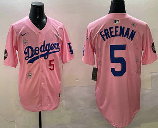 Men's Los Angeles Dodgers #5 Freddie Freeman Pink 2025 Tokyo Series Limited Jersey