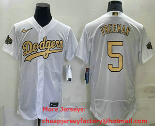 Men's Los Angeles Dodgers #5 Freddie Freeman White 2022 All Star Stitched Flex Base Nike Jersey