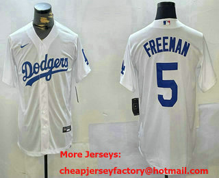Men's Los Angeles Dodgers #5 Freddie Freeman White Cool Base Stitched Jersey