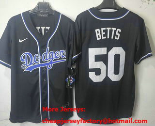 Men's Los Angeles Dodgers #50 Mookie Betts 2026 Black Fashion Cool Base Jersey