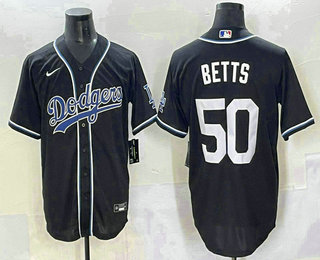 Men's Los Angeles Dodgers #50 Mookie Betts Black Fashion Baseball Jersey