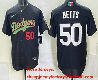 Men's Los Angeles Dodgers #50 Mookie Betts Black Mexico Limited Stitched Jersey