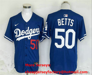 Men's Los Angeles Dodgers #50 Mookie Betts Blue 2024 Limited Stitched Jersey